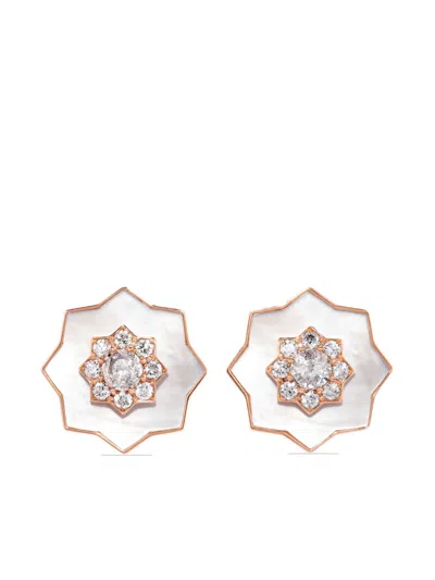 DAVID MORRIS 18KT ROSE GOLD ASTRA DIAMOND AND MOTHER-OF-PEARL EARRINGS