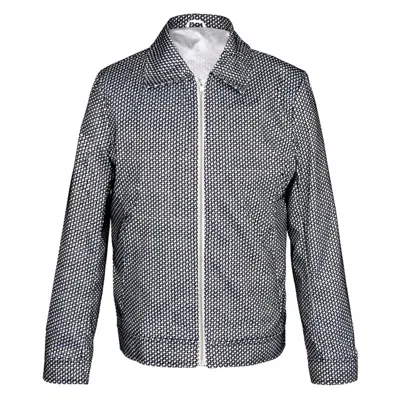 DAVID WEJ MEN'S BLACK / WHITE WASHINGTON AVIATOR JACQUARD JACKET - BLACK & WHITE