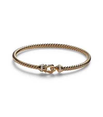 DAVID YURMAN BUCKLE CABLESPIRA 18KT GOLD BANGLE WITH DIAMONDS