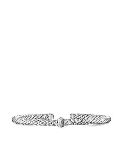 DAVID YURMAN STERLING SILVER CABLE FLEX STATION DIAMOND BANGLE