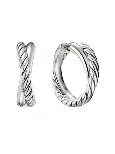 DAVID YURMAN STERLING SILVER CABLE HOOP EARRINGS