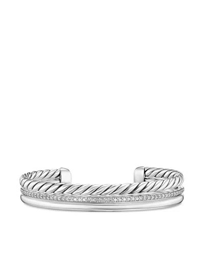 DAVID YURMAN STERLING SILVER DY MERCER® THREE ROW DIAMOND BANGLE
