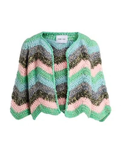 DAWN X DARE DAWN X DARE WOMAN CARDIGAN LIGHT GREEN SIZE M ACRYLIC, MOHAIR WOOL, POLYAMIDE