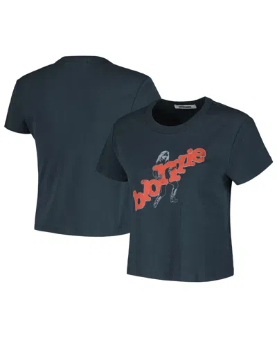 DAYDREAMER WOMEN'S CHARCOAL BLONDIE SCATTERED LETTERS CROPPED T-SHIRT