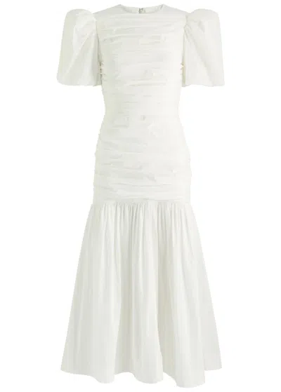 DE LA VALI DE LA VALI MENCIA RUCHED COTTON MIDI DRESS