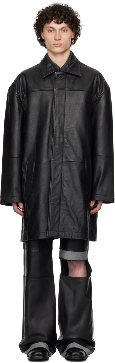 DEADWOOD BLACK BLOKE LEATHER COAT