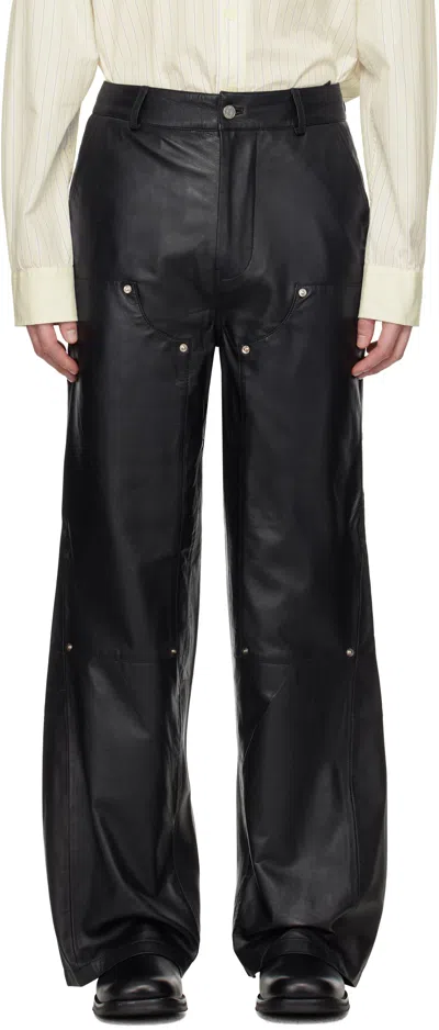 DEADWOOD BLACK DEETZ DOUBLE KNEE LEATHER PANTS