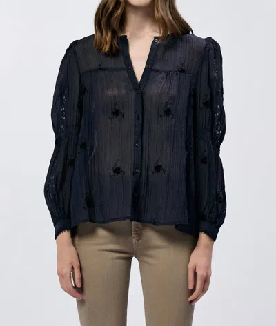 DEAR JOHN DENIM ANNA LISA BUTTON UP LONG SLEEVE RELAXED FIT SHIRT IN BLACK IRIS
