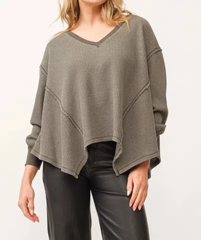 DEAR JOHN DENIM MIRA OVERSIZED TOP IN DARK OLIVE