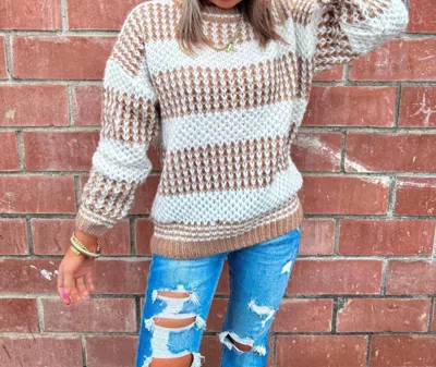 DEAR LOVER SOMETHING SPECIAL SWEATER TOP IN WHITE & BROWN