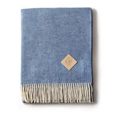 DECOFLUX HOME LIGHT BLUE MERINO WOOL THROW, NEW COLLECTION