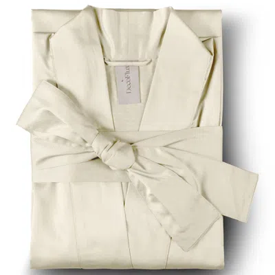DECOFLUX HOME NEUTRALS COTTON SATEEN MATERNITY ROBE ANTIQUE WHITE, MT