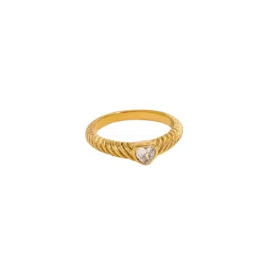 DECOLET THE LABEL WOMEN'S GOLD MINI HEART ZIRCON RING BAND