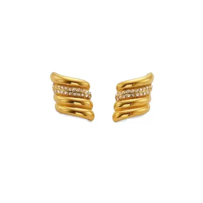 DECOLET THE LABEL WOMEN'S GOLD RIPPLE HOOP EARRINGS