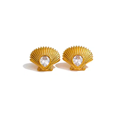 DECOLET THE LABEL WOMEN'S GOLD SEASHELL EARRINGS