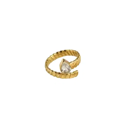 DECOLET THE LABEL WOMEN'S TEARDROP ZIRCON WRAP GOLD RING