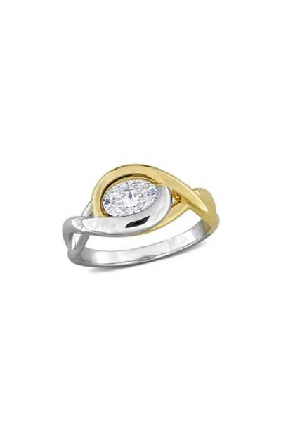 DELMAR DELMAR DEW LAB-GROWN MOISSANITE SOLITAIRE TWO-TONE RING