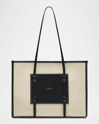 DEMELLIER THE CAPRI CANVAS AND LEATHER BOX TOTE BAG
