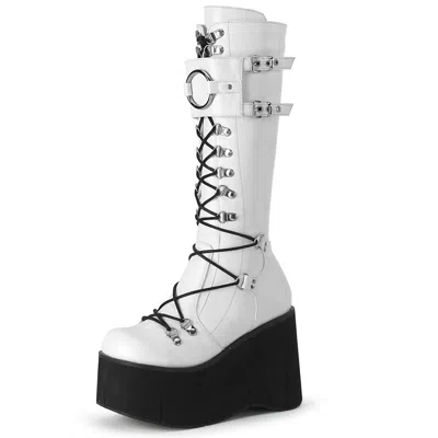 DEMONIA DEMONIA DAMEN LACE-UP KNIESTIEFEL KERA-200 WHITE VEGAN LEATHER