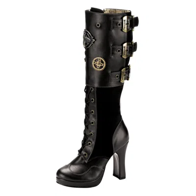 DEMONIA DEMONIA STEAMPUNK KNIESTIEFEL CRYPTO-302 SCHWARZ