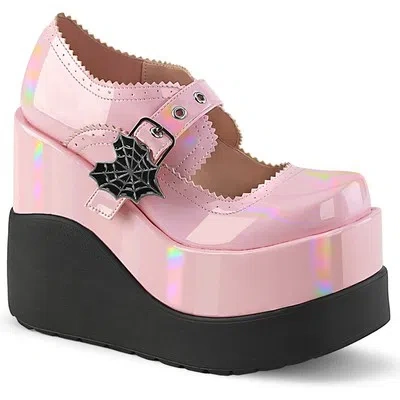 DEMONIA VOID-38 DEMONIA KEILPLATEAUPUMPS MUSCHELSAUM SPINNENNETZ BABYPINK HOLOGRAMM LACK