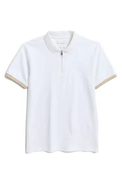 DENIM AND FLOWER DENIM AND FLOWER KIDS' TIPPED COTTON ZIP POLO