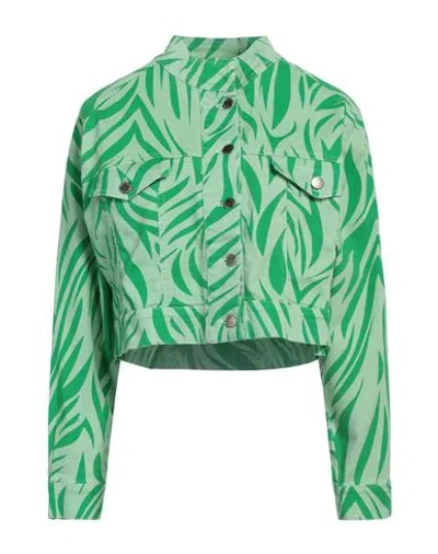 DEPENDANCE DÉPENDANCE WOMAN DENIM OUTERWEAR GREEN SIZE XS/S COTTON, ELASTANE