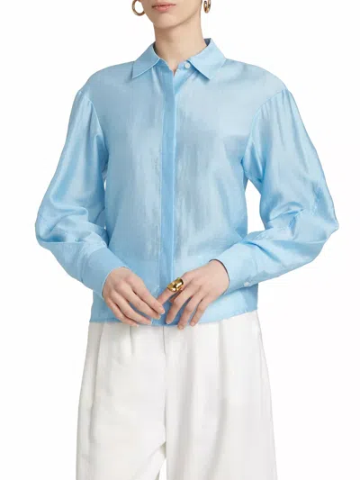 DEREK LAM 10 CROSBY JUNI BUTTON DOWN BLOUSE IN AZURE