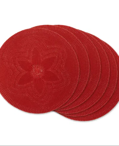 DESIGN IMPORTS FLORAL WOVEN ROUND PLACEMAT, SET OF 6
