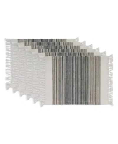 DESIGN IMPORTS FRINGED STRIPE TABLE TOPPERS, 13" X 20", SET OF 6