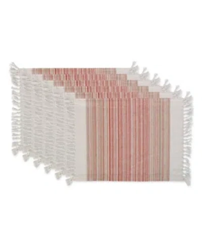 DESIGN IMPORTS FRINGED STRIPE TABLE TOPPERS, 13" X 20", SET OF 6