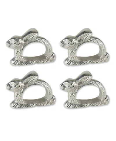 DESIGN IMPORTS SILVER RABBIT NAPKIN RING, SET OF 4