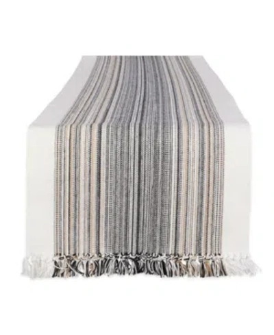 DESIGN IMPORTS STRIPED FRINGED TABLE RUNNER, 14" X 108"