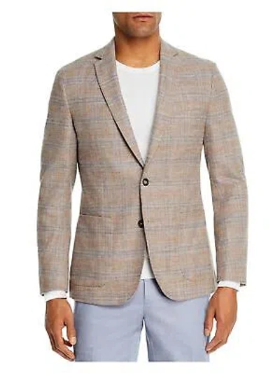 DESIGNER DESIGNER BRAND MENS BEIGE WINDOWPANE PLAID BLAZER 42R