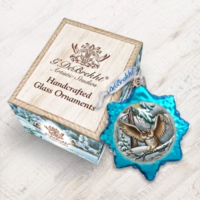 DESIGNOCRACY OWL KEEPSAKE GLASS ORNAMENT