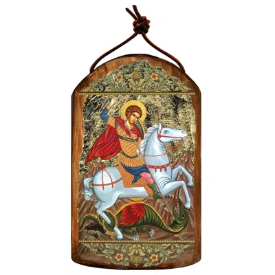 DESIGNOCRACY SAINT GEORGE WOODEN GREEK CHRISTIAN ORTHODOX ICON ORNAMENT