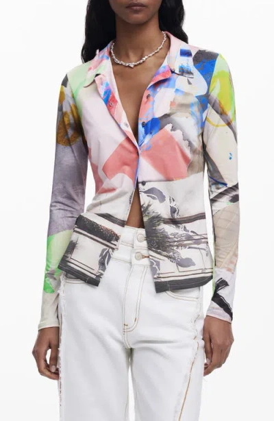 DESIGUAL DESIGUAL ABSTRACT PRINT BUTTON-UP SHIRT