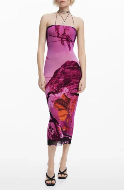 DESIGUAL DESIGUAL BANDEAU BODY-CON MIDI DRESS