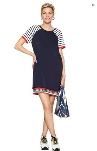 DESIGUAL DESIGUAL DAMEN EINDRUCKSVOLLE KURZÄRMLIGES KLEID, MARINEBLAU/MULTI, 38