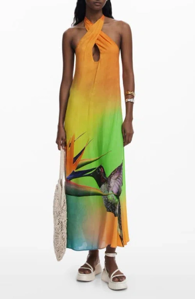 DESIGUAL DESIGUAL HALTER MAXI COVER-UP DRESS