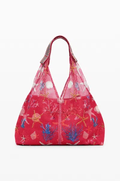 DESIGUAL MEDIUM STAR TEXTURE TOTE BAG