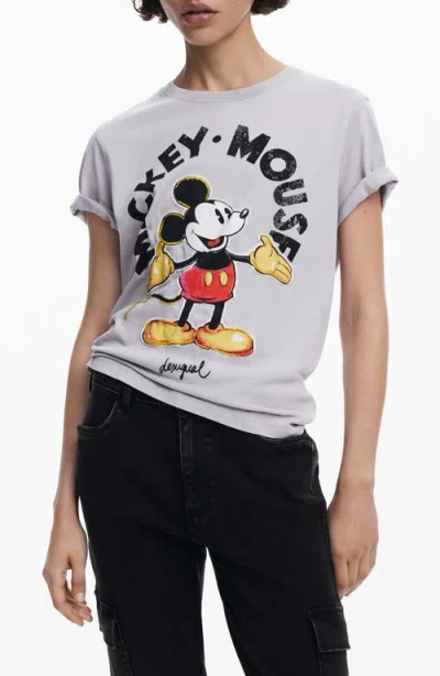 DESIGUAL DESIGUAL MICKEY MOUSE STRIPED RINGER GRAPHIC T-SHIRT