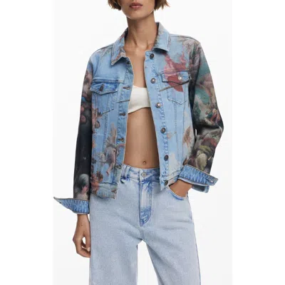 DESIGUAL DESIGUAL RENAISSANCE PRINT DENIM TRUCKER JACKET