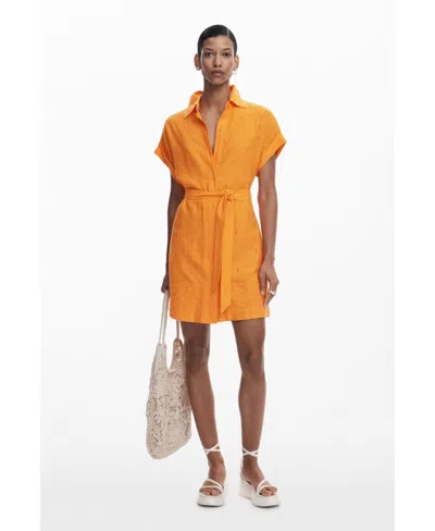 DESIGUAL WOMEN'S SHIRT DRESS WITH PERFORATED HEM