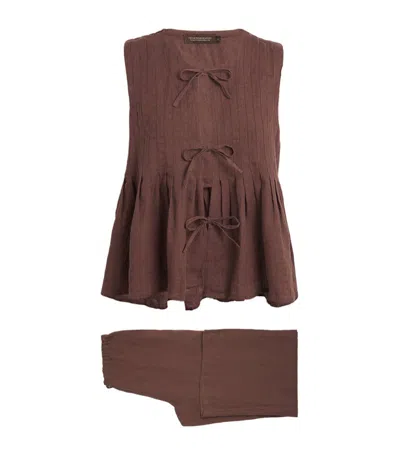 DESMOND & DEMPSEY LINEN PLEATED LOUNGEWEAR SET