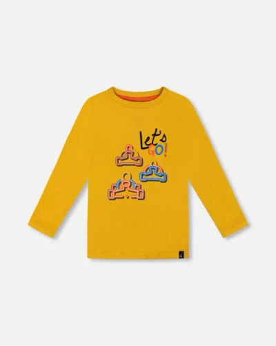 DEUX PAR DEUX DEUX PAR DEUX BABY BOY'S T-SHIRT WITH PRINT MUSTARD YELLOW