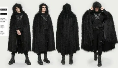 DEVIL FASHION DEVIL FASHION MEN GOTG LONG CLOAK WITH HOODED KEEPS WARM WOOL-LIKE TRENCH JACKET