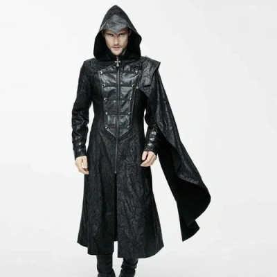 DEVIL FASHION VINTAGE GOTHIC HOODED COAT PUNK JACKETS COSPALY DETACHABLE SHAWL BLACK OVERCOATS