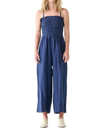 DEX SMOCKED TOP JUMPSUIT IN NAVY