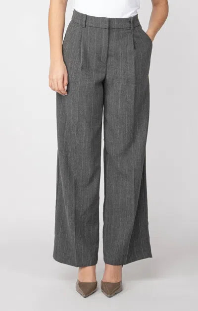 DEX WIDE LEG PINSTRIPE TROUSER IN GREY
